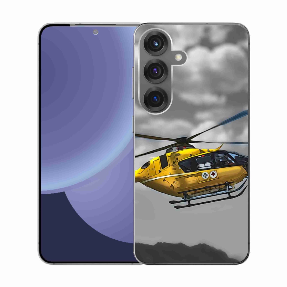 Gelový kryt mmCase na Samsung Galaxy S25 - žlutá helikoptéra