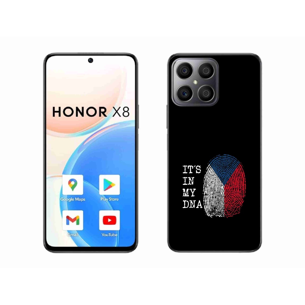Gelový kryt mmCase na Honor X8 4G - vlajka otisk prstu černé pozadí