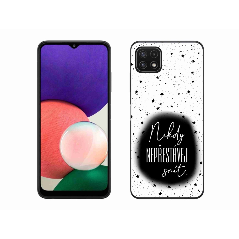 Gelový kryt mmCase na Samsung Galaxy A22 5G - citát 1 černobílé pozadí