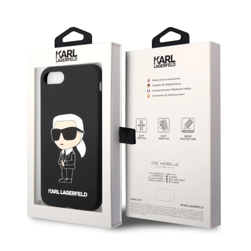 Karl Lagerfeld Liquid Silicone Ikonik NFT kryt iPhone 7/8/SE (2020/2022) černý