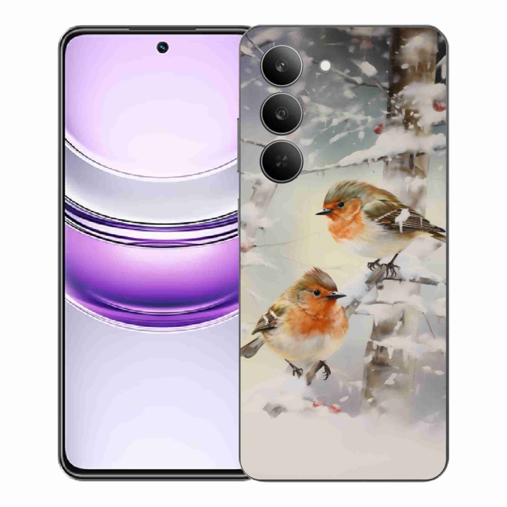 Gelový kryt mmCase na Realme 14x 5G - ptáčci v zimě