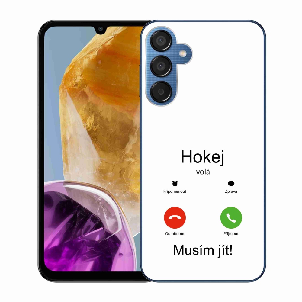 Gelový kryt mmCase na Samsung Galaxy M15 5G - hokej volá bílé pozadí