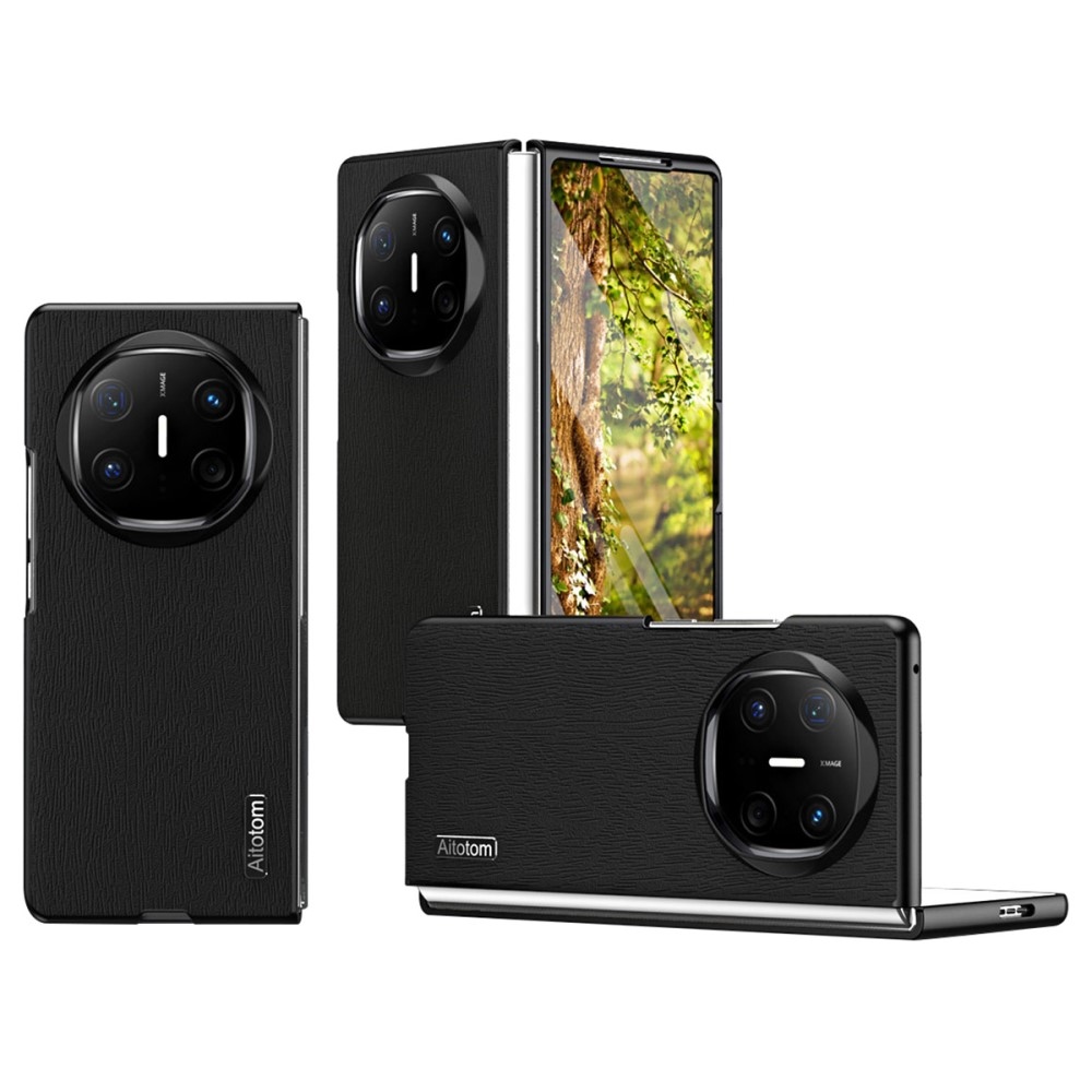 Aitotom plastový kryt s umělou kůží na Huawei Mate X6 - černý