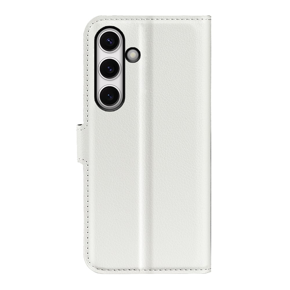 Litchi knížkové pouzdro na Samsung Galaxy S24 FE - bílé