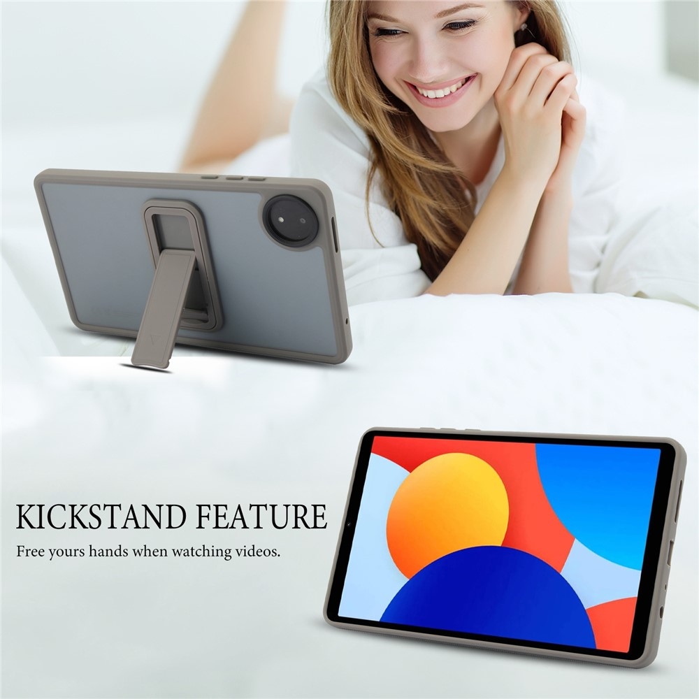 Skiny gelový obal s pevnými zády a výklopným stojánkem na Xiaomi Redmi Pad SE 8.7 - šedý