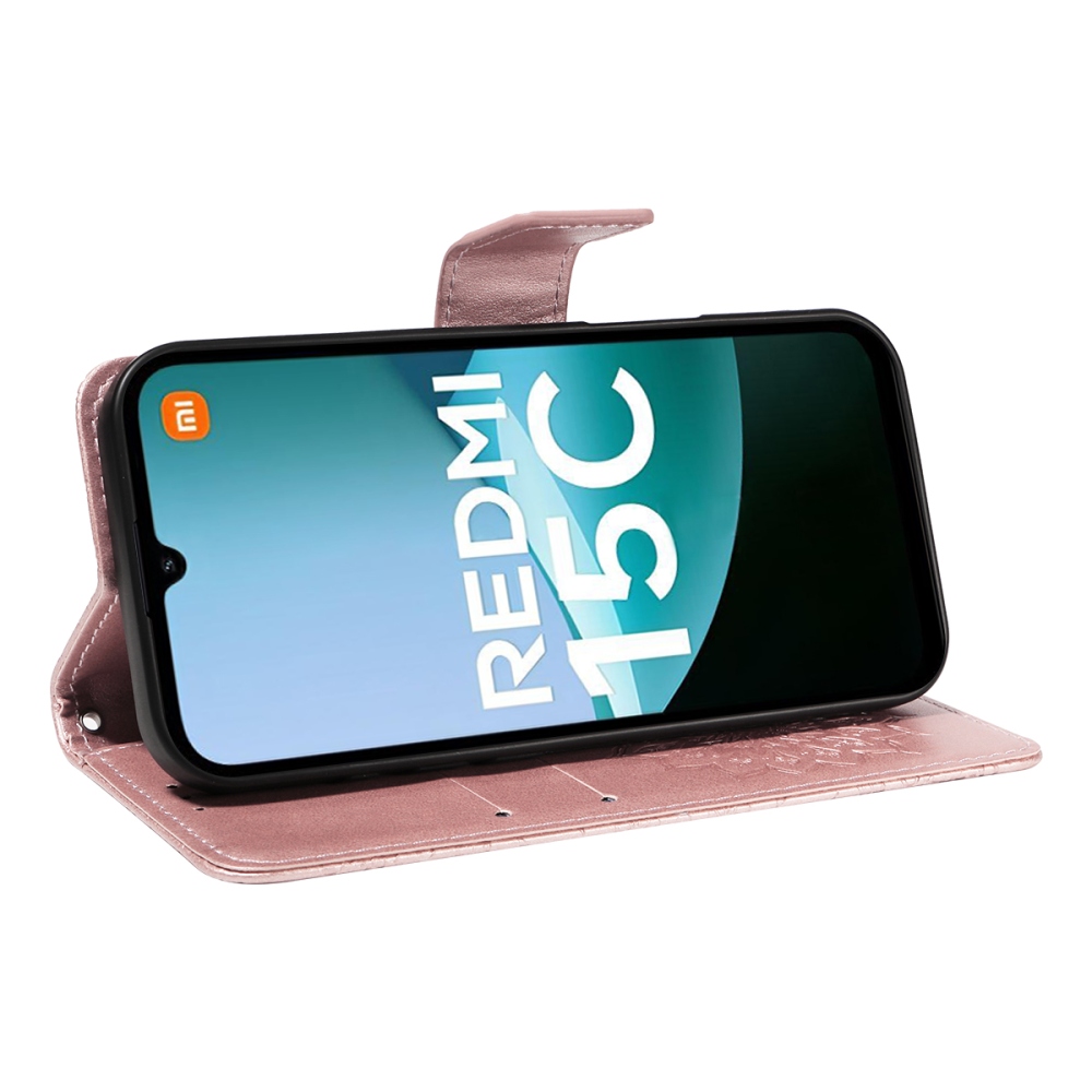 Sunflower knížkové pouzdro na Xiaomi Redmi 15C 4G/5G (173mm) - růžovozlaté