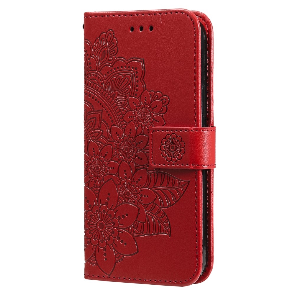 Mandala knížkové pouzdro na iPhone 15 Pro - červené