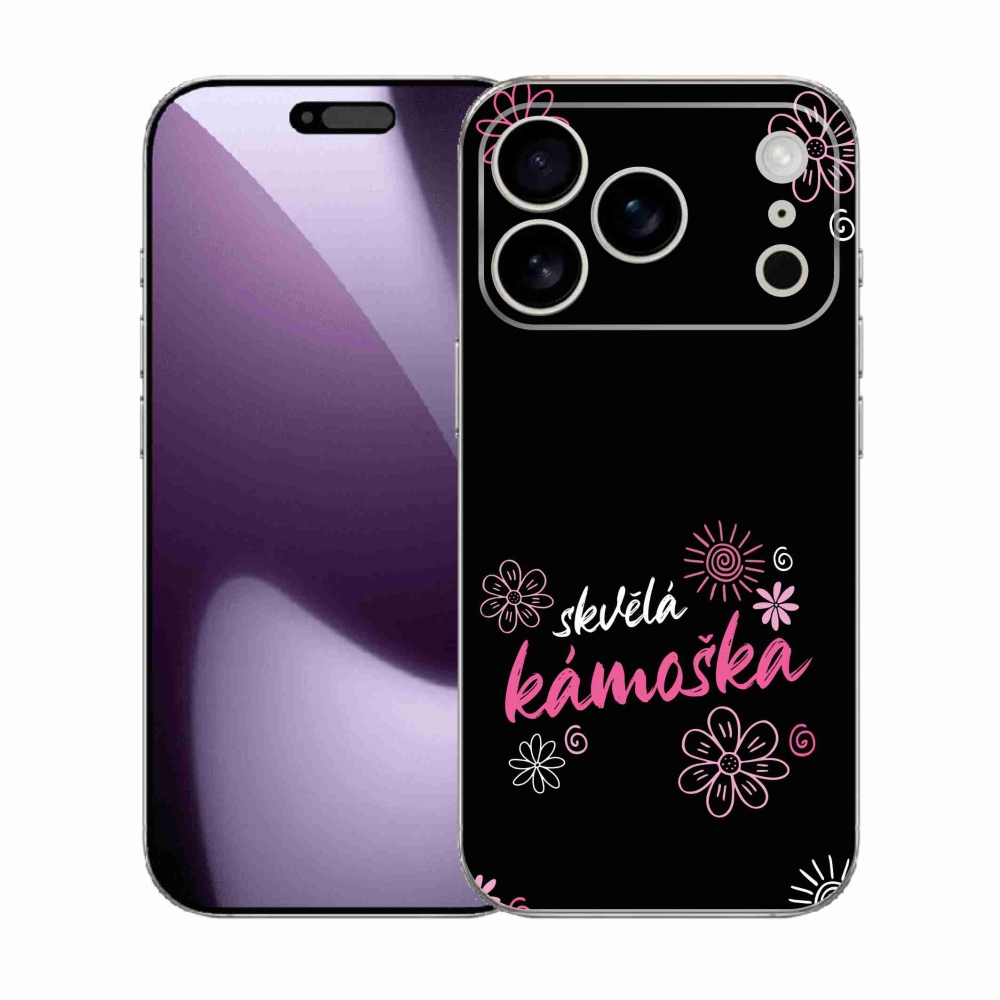 Gelový kryt mmCase na iPhone 17 Pro - skvělá kámoška černé pozadí