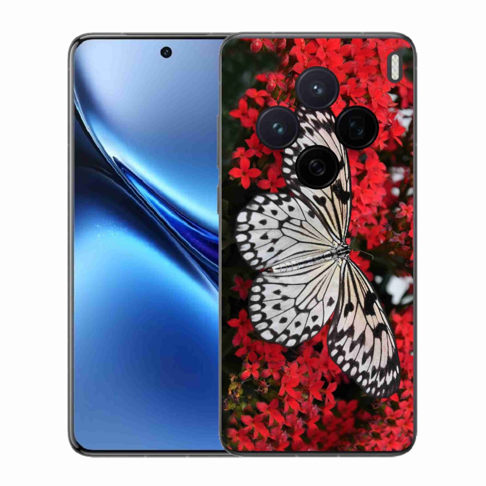 Gelový kryt mmCase na Vivo X200 5G - černobílý motýl 1