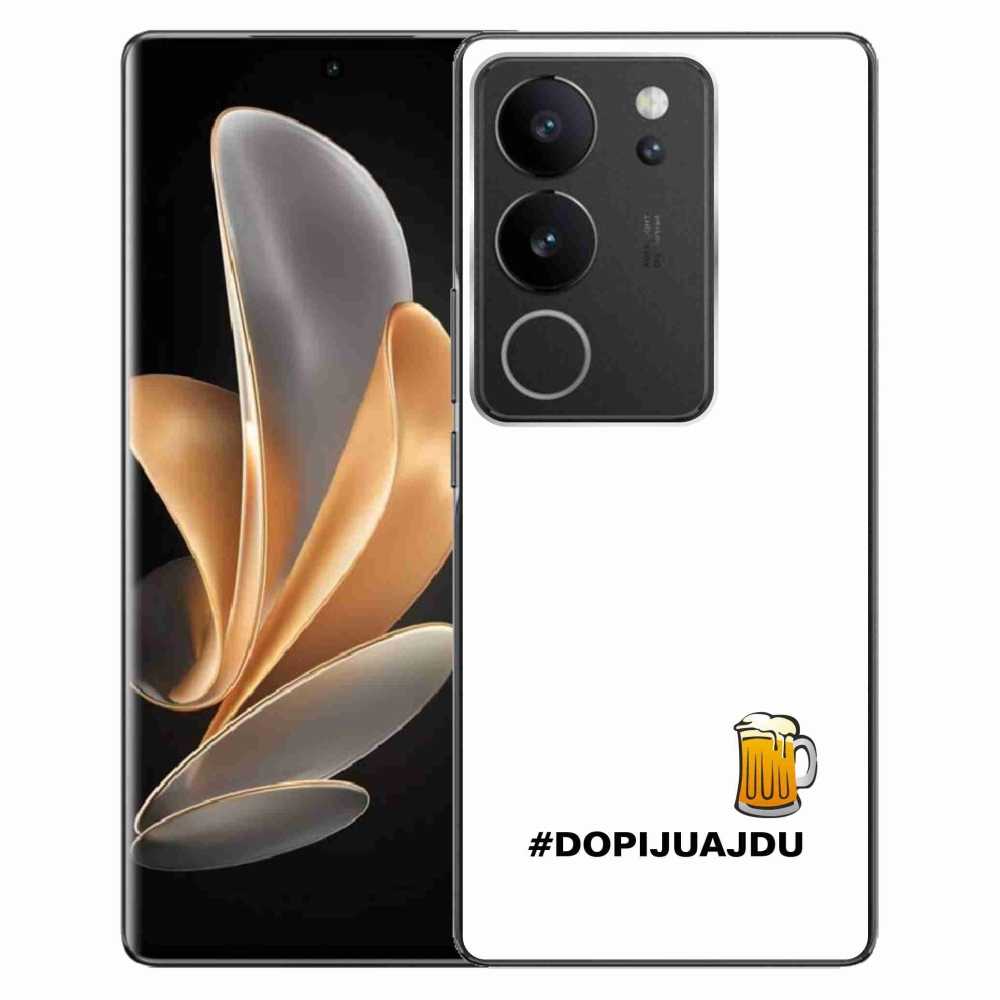 Gelový kryt mmCase na Vivo V29 5G - pivní motiv 1 bílé pozadí