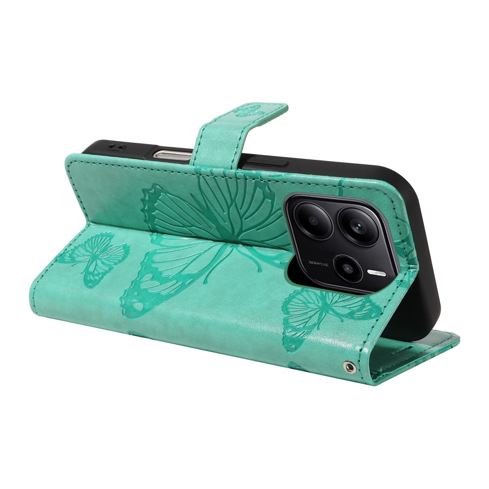 Big Butterfly knížkové pouzdro na Xiaomi Redmi Note 14 - modrozelené