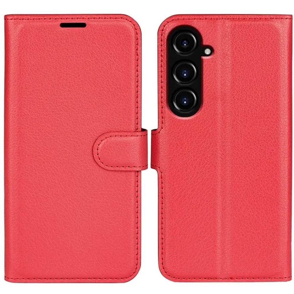 Litchi knížkové pouzdro na Samsung Galaxy S23 FE - červené