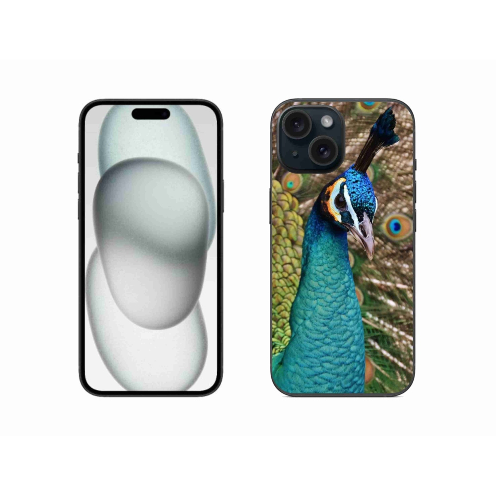 Gelový kryt mmCase na iPhone 15 - páv
