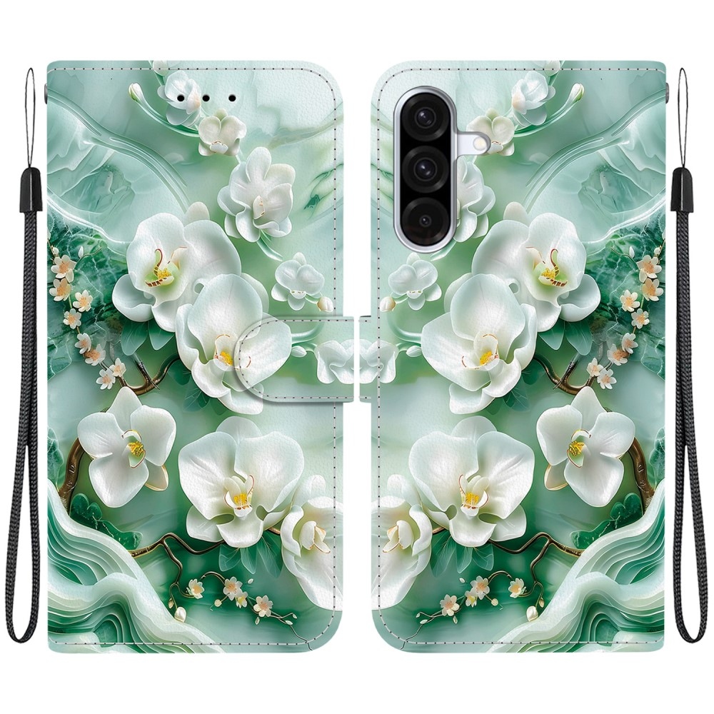 Versatile knížkové pouzdro na Samsung Galaxy A36 5G/A56 5G - bílé květy