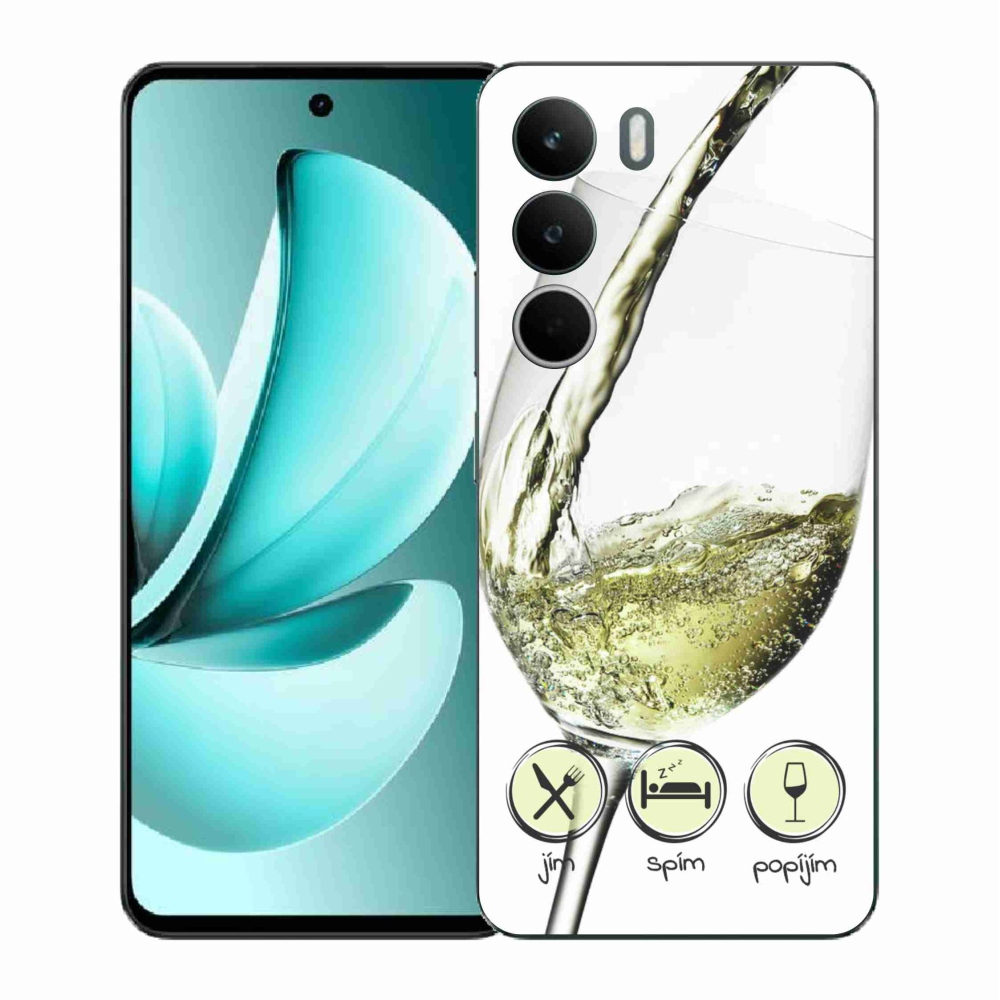 Gelový kryt mmCase na Realme C71 - sklenička vína bílé