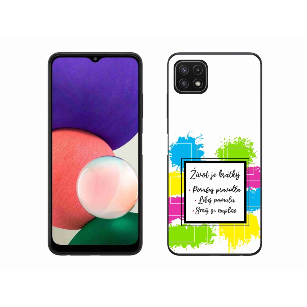 Gelový kryt mmCase na Samsung Galaxy A22 5G - citát 5 bílé pozadí