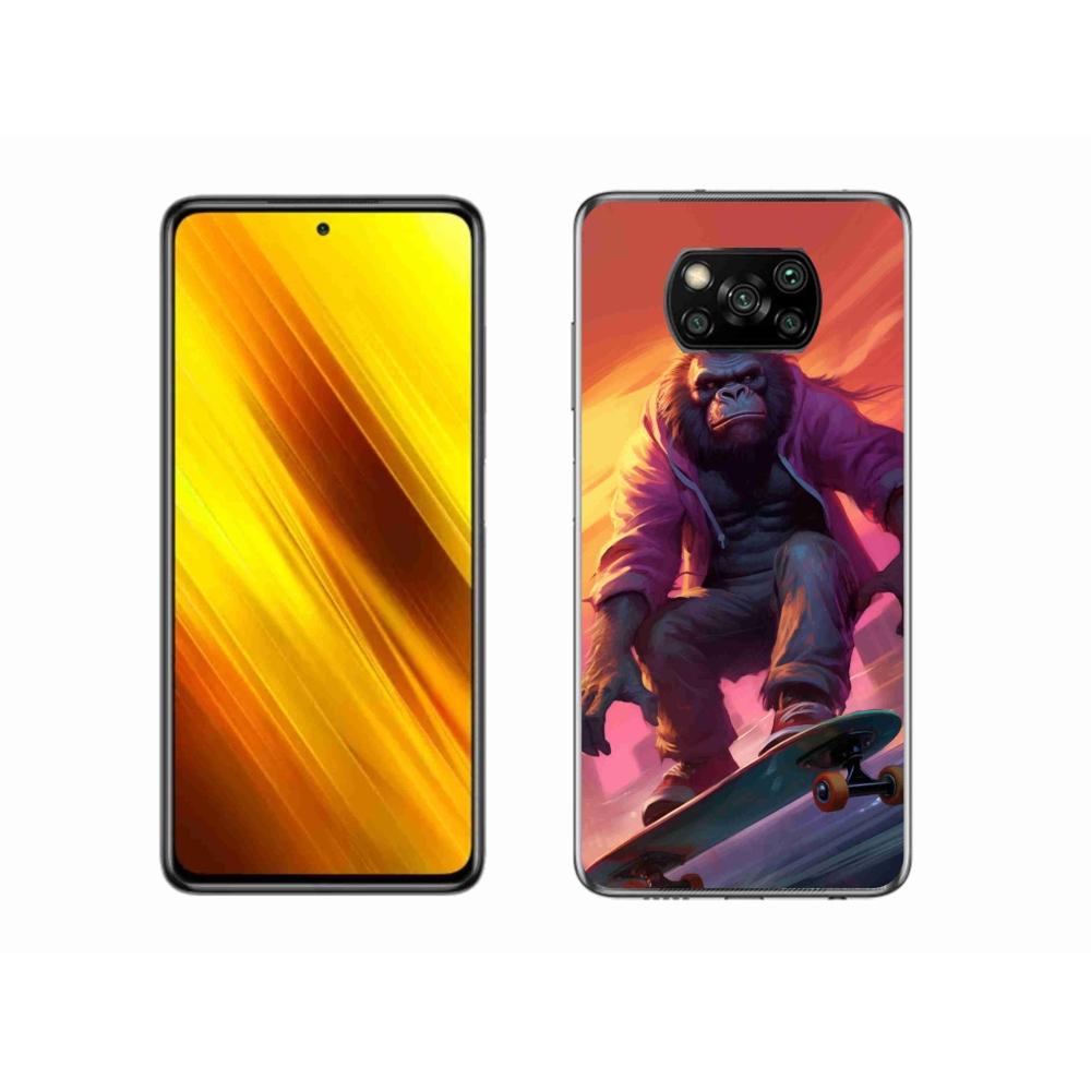 Gelový kryt mmCase na Xiaomi Poco X3 - gorila na skateboardu