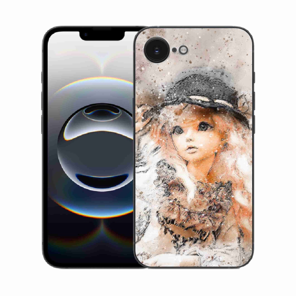 Gelový kryt mmCase na iPhone 16e - holčička s kloboukem