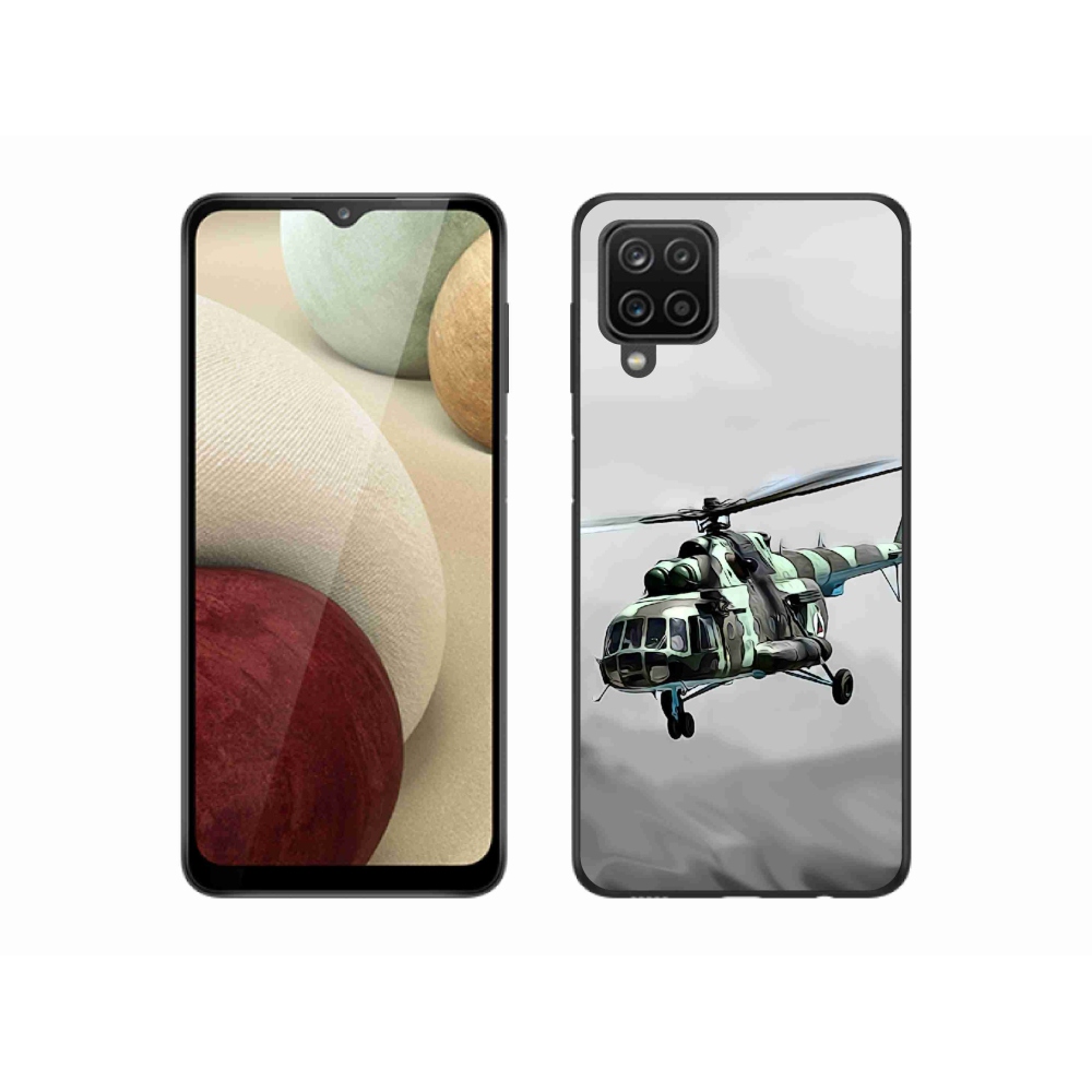 Gelový kryt mmCase na Samsung Galaxy A12 - vojenský vrtulník