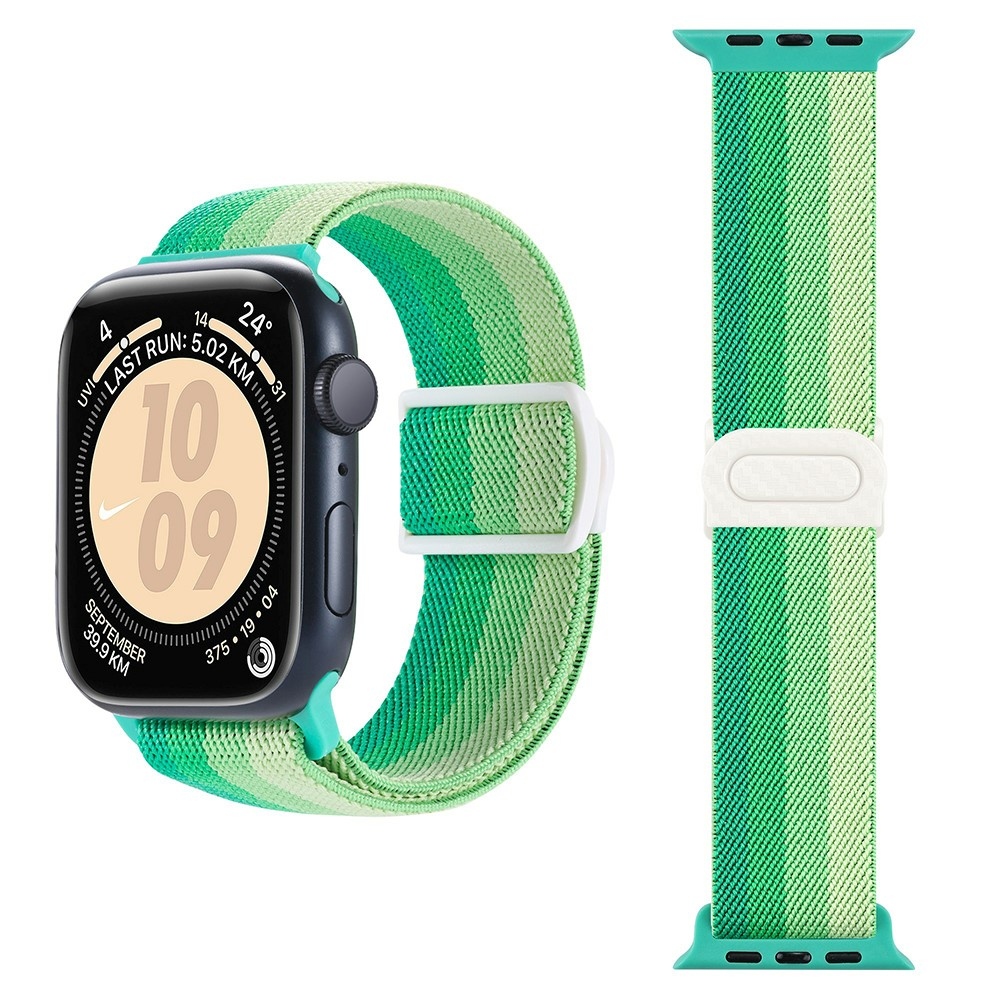 Gradient nylonový řemínek na Apple Watch Ultra/Ultra 2 49mm/SE/SE 2022/2023 44mm/9/8/7 45mm/6/5/4 44mm/3/2/1 42 mm - zelené pruhy