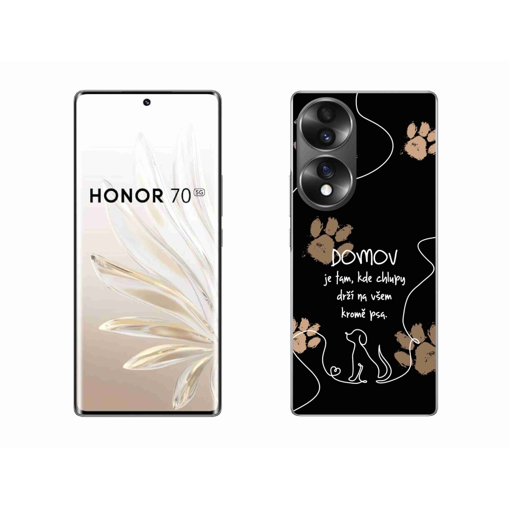 Gelový kryt mmCase na Honor 70 - psí motiv černé pozadí
