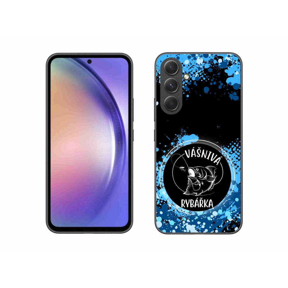 Gelový kryt mmCase na Samsung Galaxy A54 5G - vášnivá rybářka černé pozadí