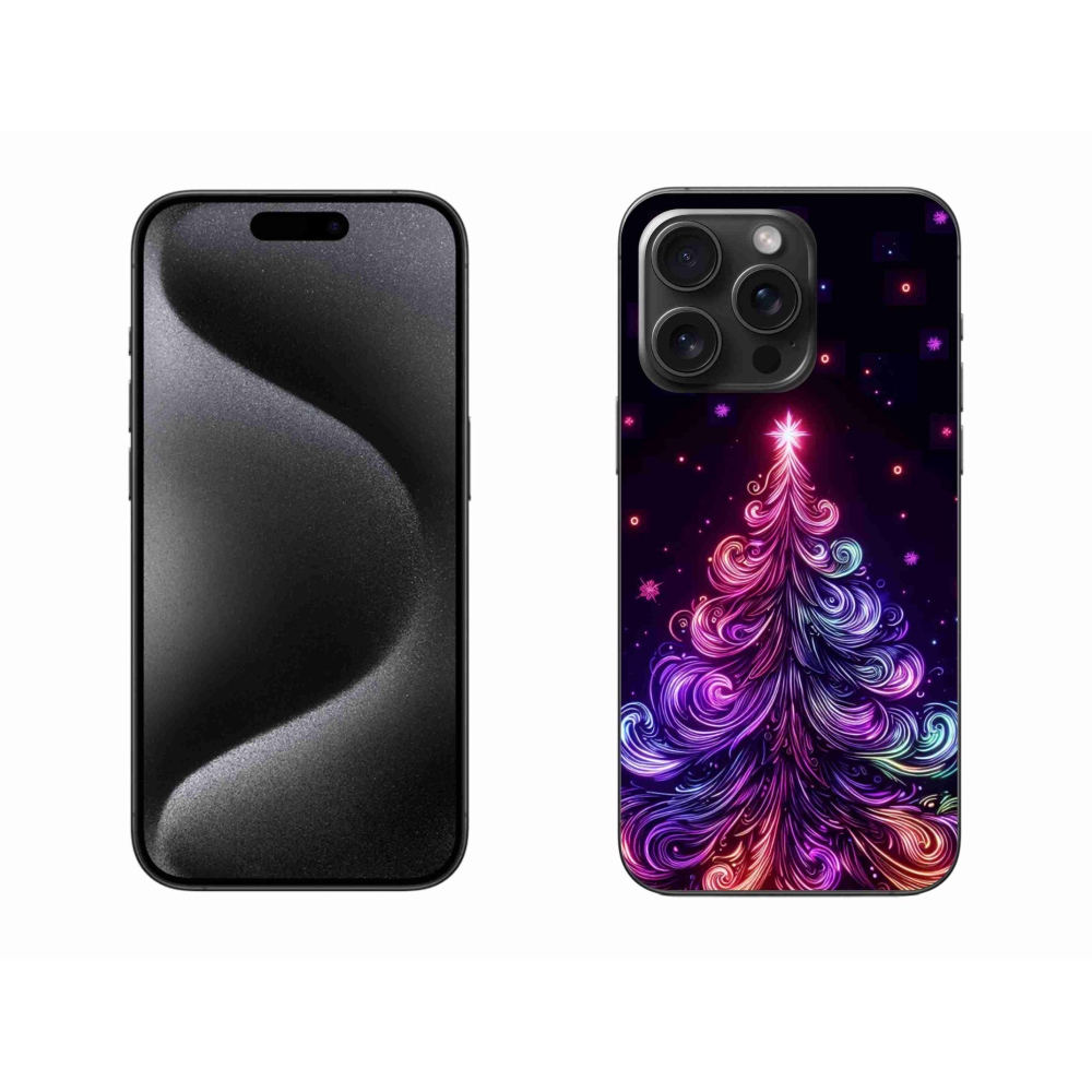 Gelový kryt mmCase na iPhone 15 Pro Max - neonový vánoční stromek 1