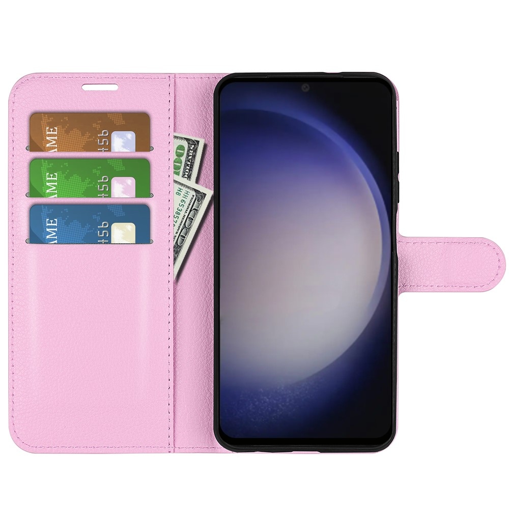 Litchi knížkové pouzdro na Samsung Galaxy S24 - růžové