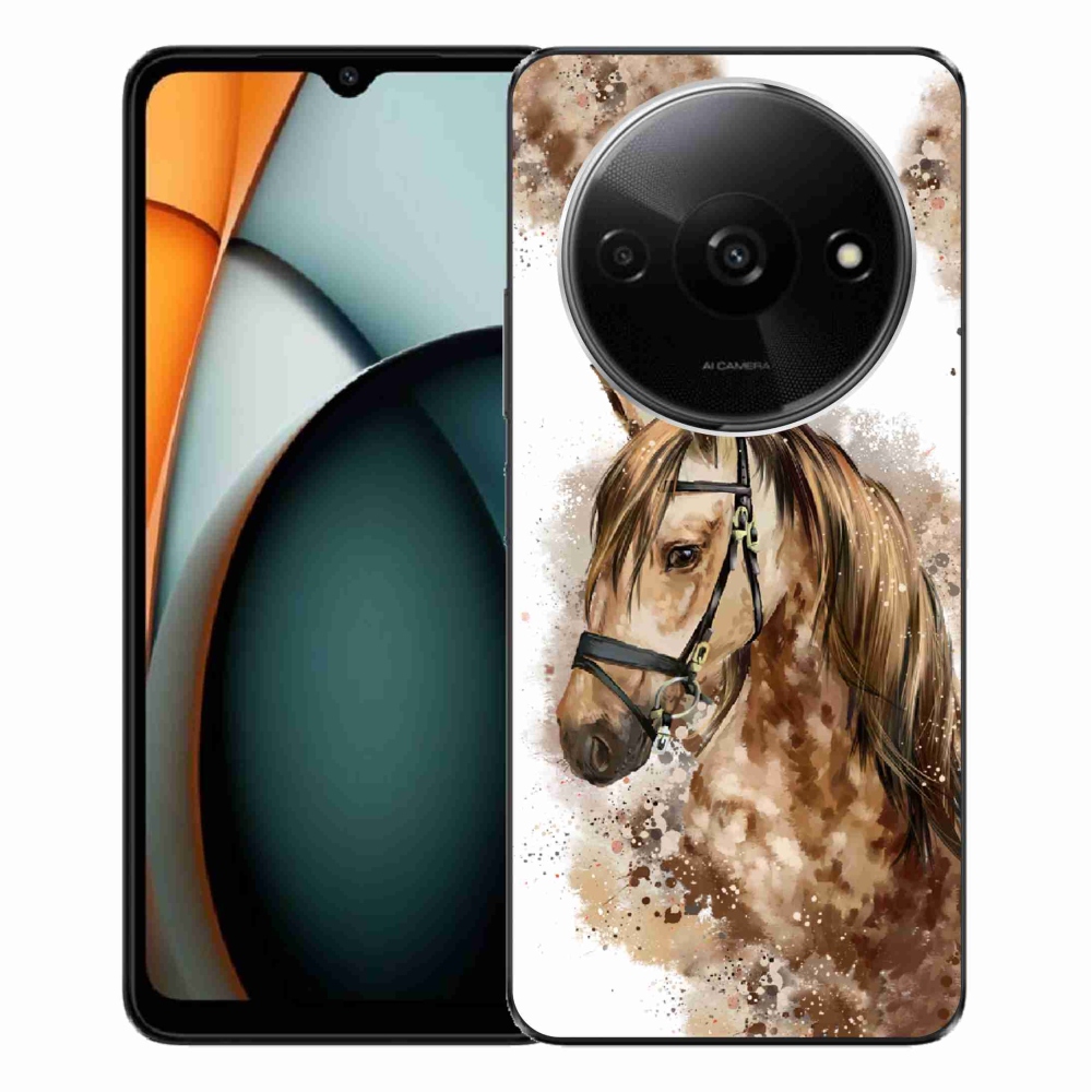 Gelový kryt mmCase na Xiaomi Redmi A3 - hnědý kreslený kůň