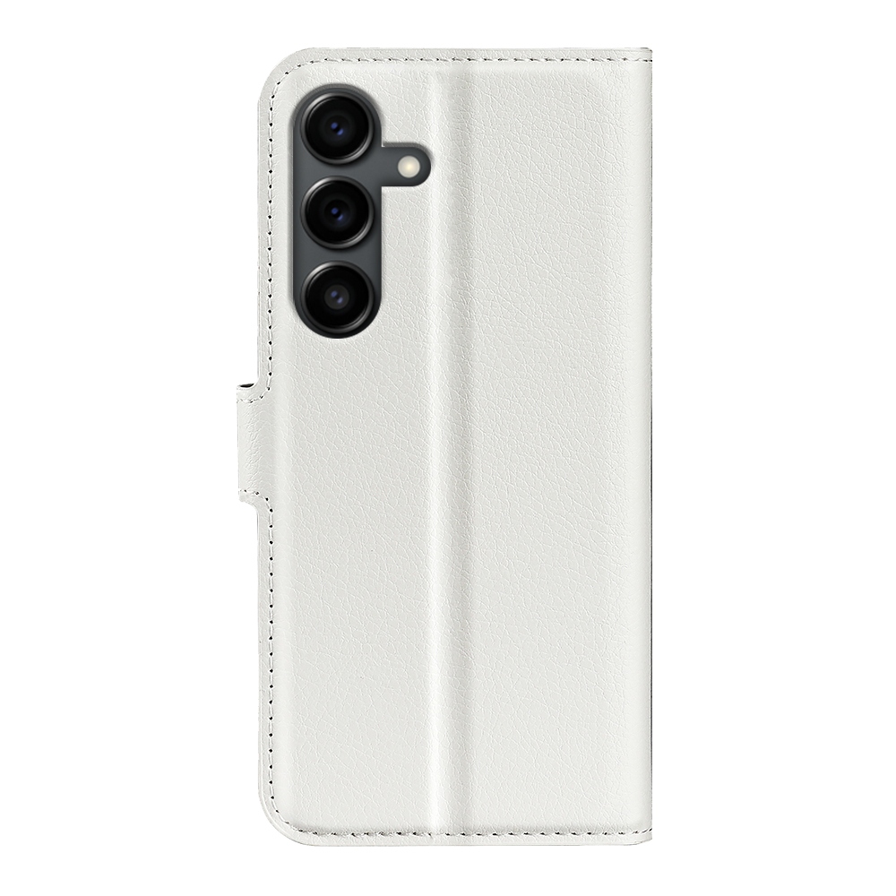 Litchi knížkové pouzdro na Samsung Galaxy S25 FE - bílé