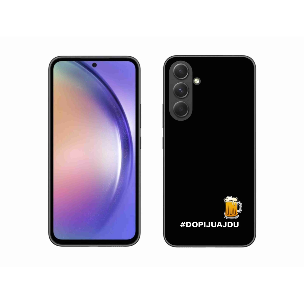 Gelový kryt mmCase na Samsung Galaxy A54 5G - pivní motiv 1 černé pozadí