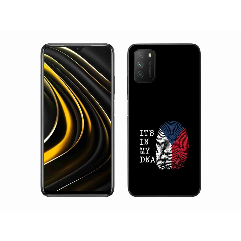 Gelový kryt mmCase na Xiaomi Poco M3 - vlajka otisk prstu černé pozadí