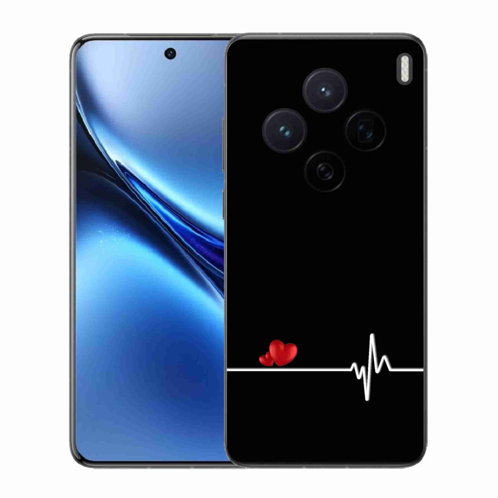 Gelový kryt mmCase na Vivo X200 5G - srdce a tep černé pozadí