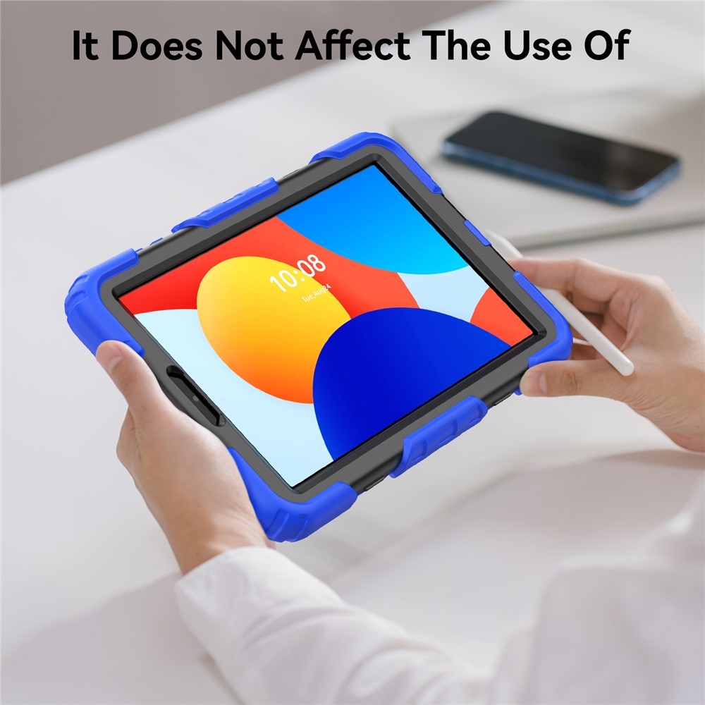 Strap odolný kryt s držákem na ruku a ramenním popruhem na Xiaomi Redmi Pad SE 8.7 - tmavěmodrý