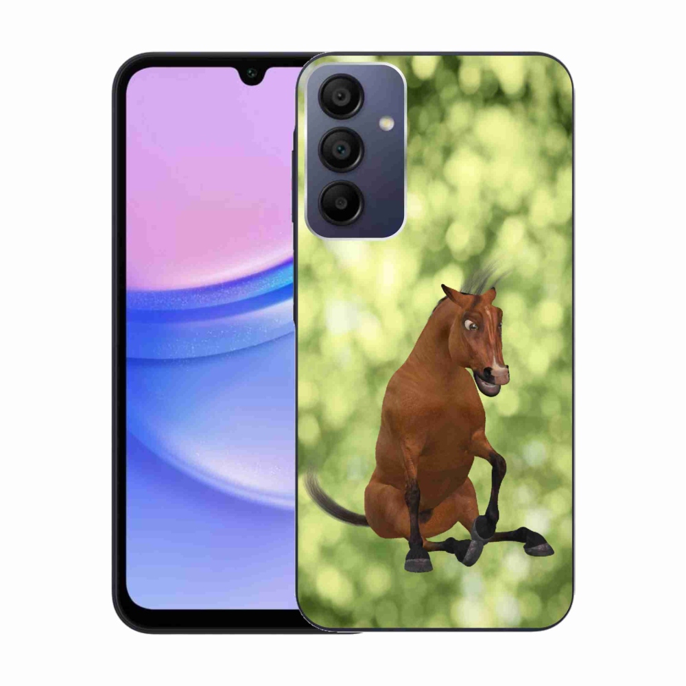 Gelový kryt mmCase na Samsung Galaxy A15 4G/5G - hnědý kreslený kůň 1