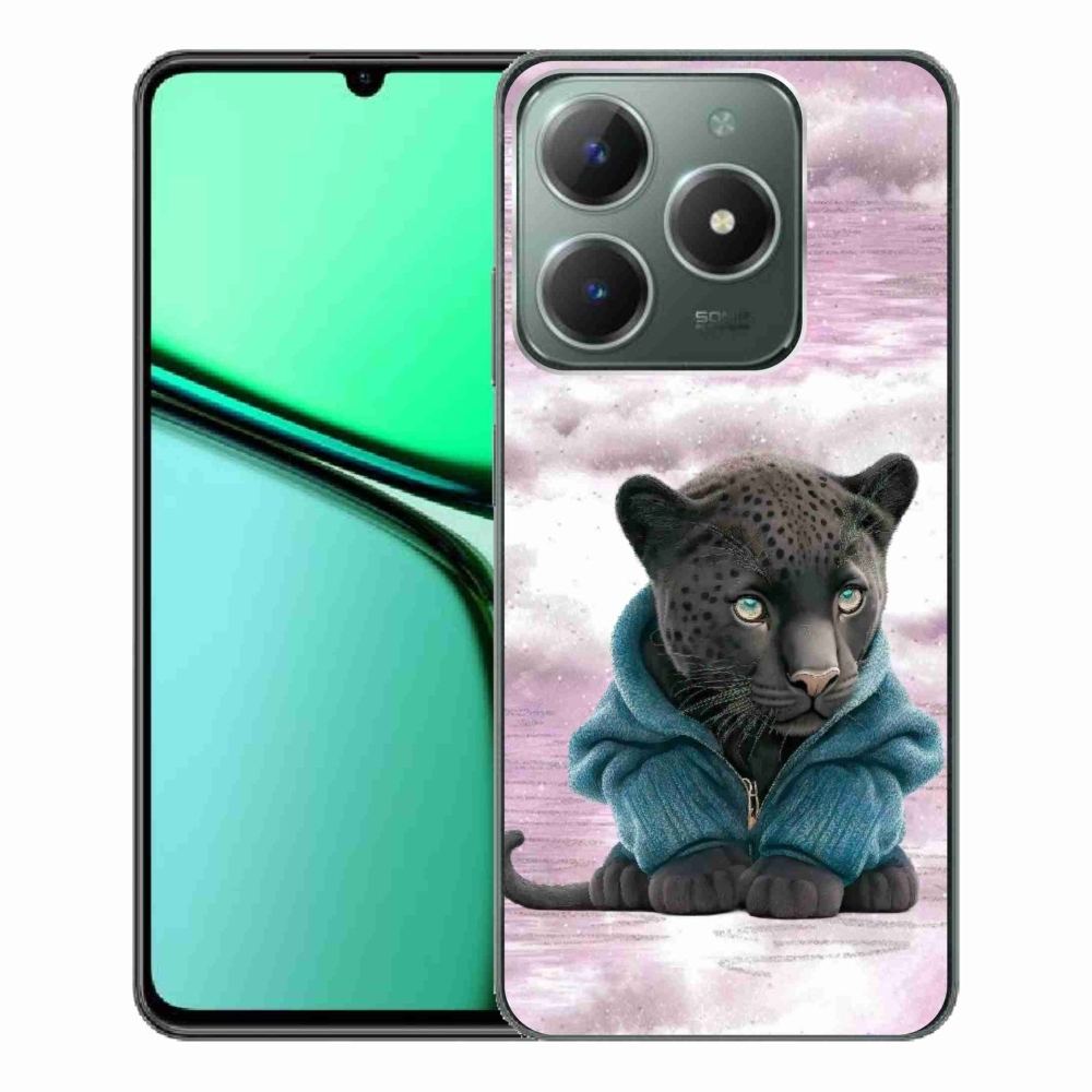 Gelový kryt mmCase na Realme C61 - černý panter ve svetru