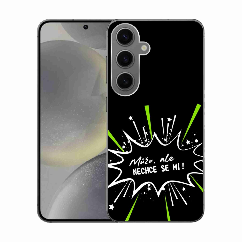 Gelový kryt mmCase na Samsung Galaxy S24 - vtipný text 11 černé pozadí