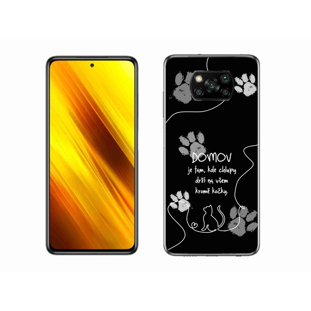 Gelový kryt mmCase na Xiaomi Poco X3 - kočičí motiv černé pozadí