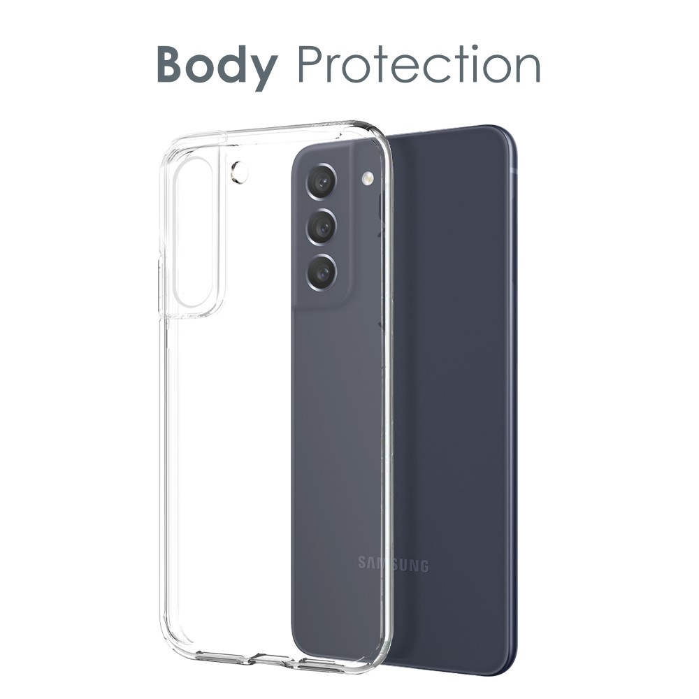 NORTHJO průhledný gelový obal + tvrzené sklo na Samsung Galaxy S21 FE - průhledný