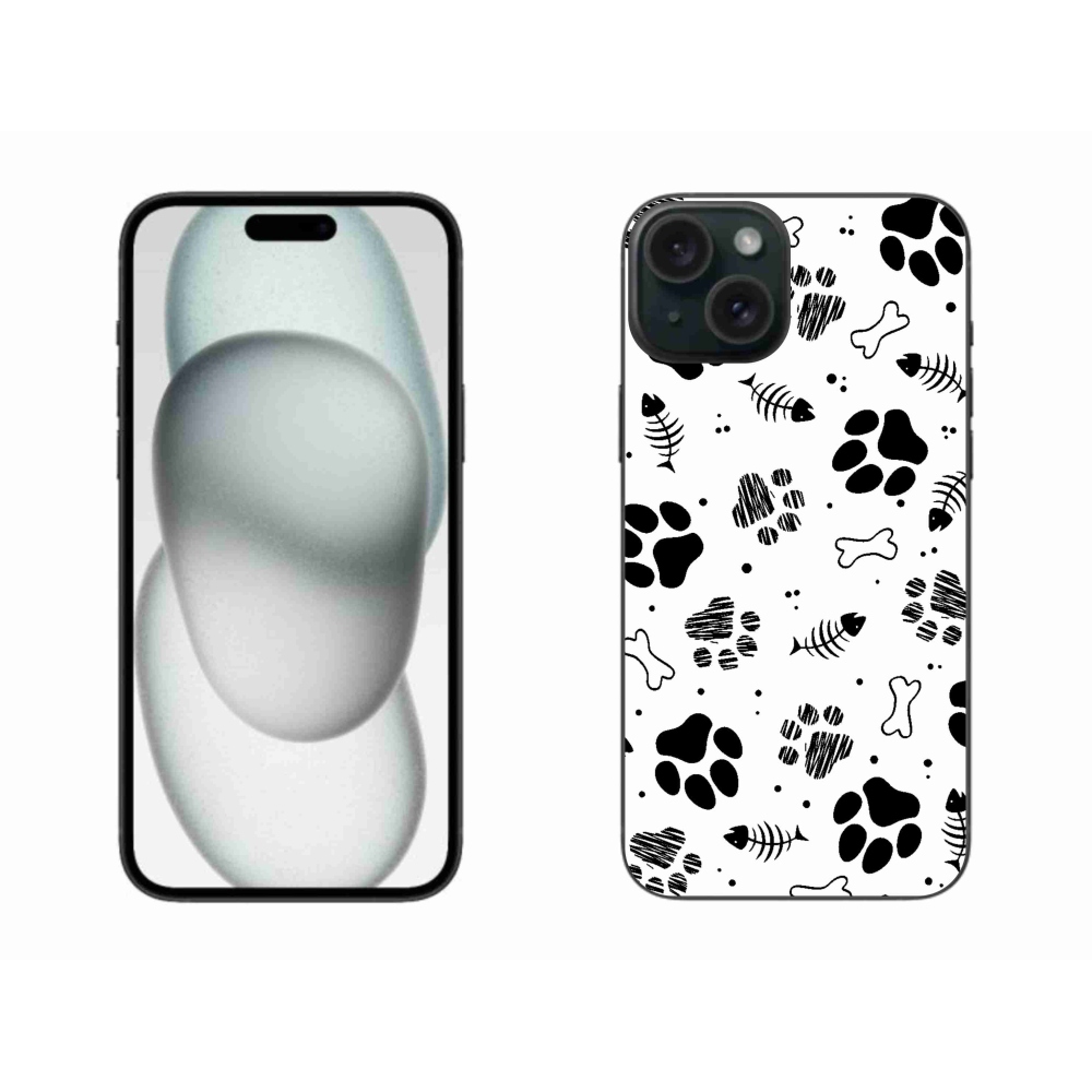 Gelový kryt mmCase na iPhone 15 Plus - psí tlapky 1