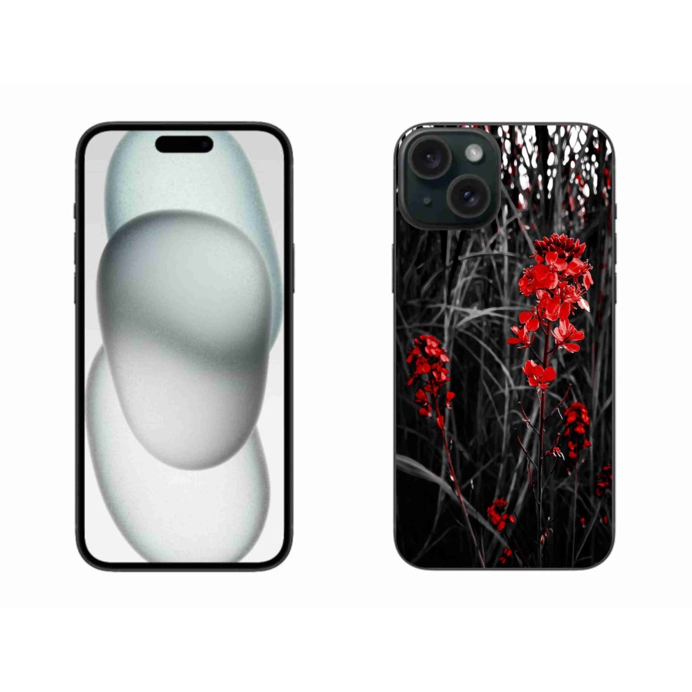 Gelový kryt mmCase na iPhone 15 Plus - červená rostlina