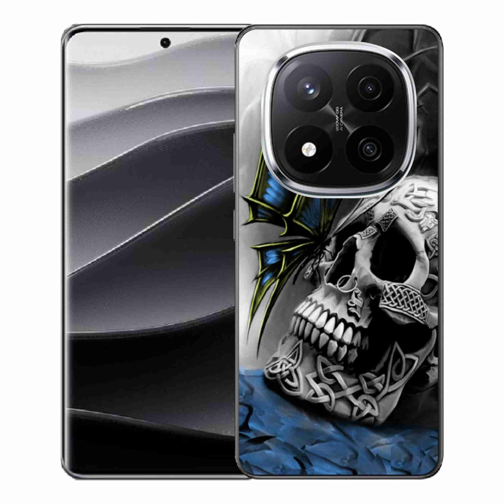 Gelový kryt mmCase na Xiaomi Redmi Note 14 Pro+ 5G - motýl a lebka