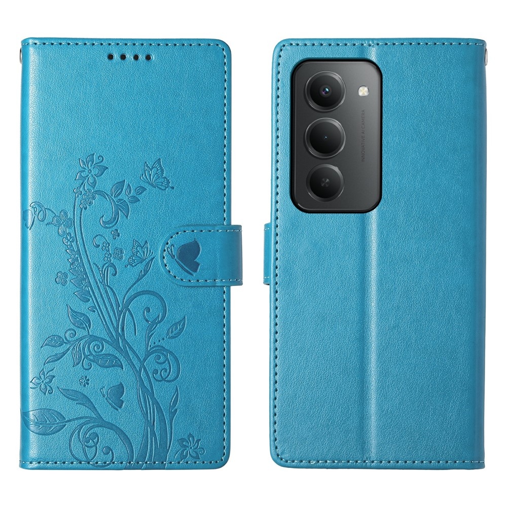 Flowery knížkové pouzdro na Xiaomi Redmi 15 5G (169mm) - modré