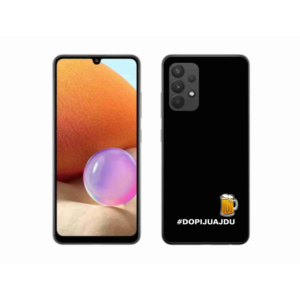 Gelový kryt mmCase na Samsung Galaxy A32 4G - pivní motiv 1 černé pozadí