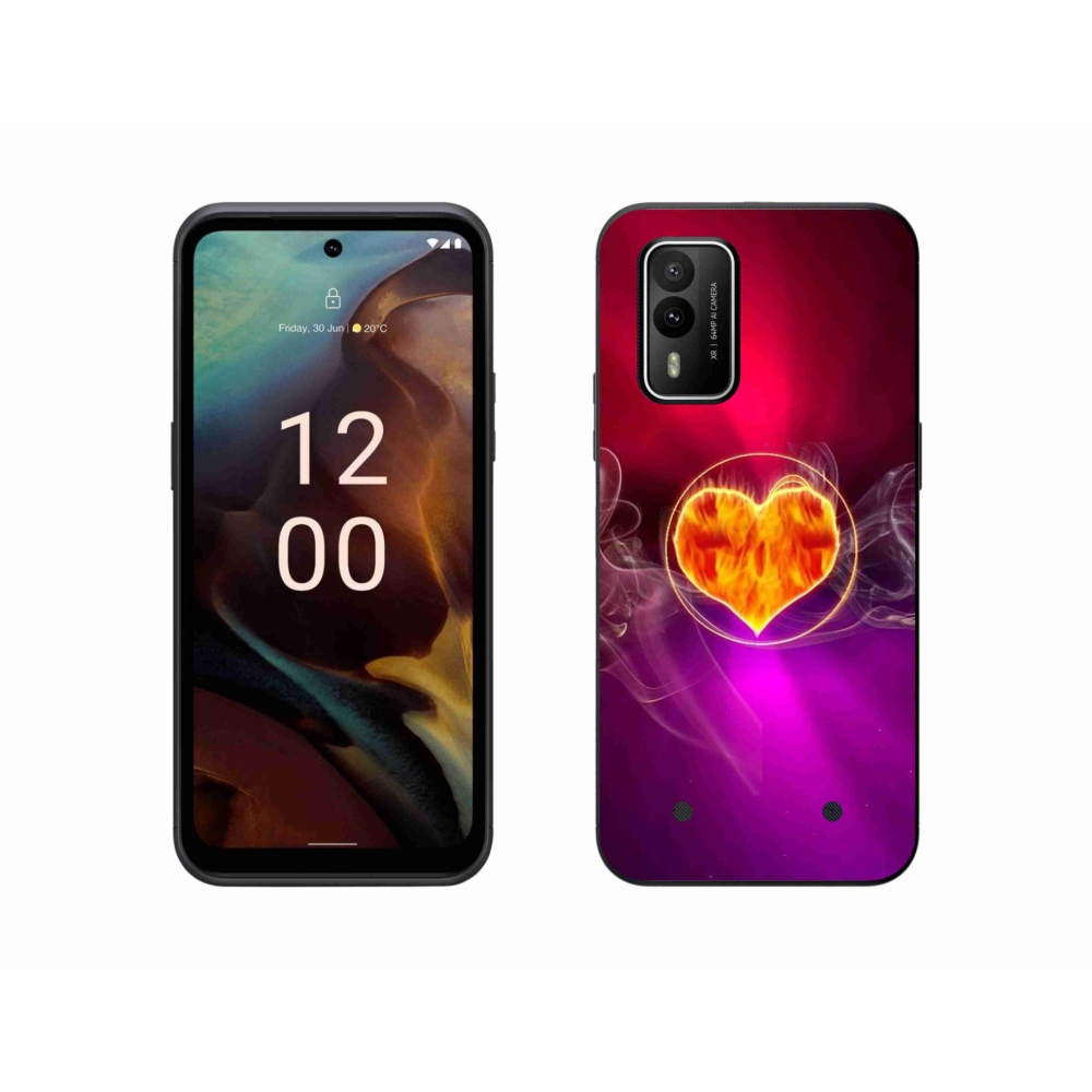 Gelový kryt mmCase na Nokia XR21 - ohnivé srdce