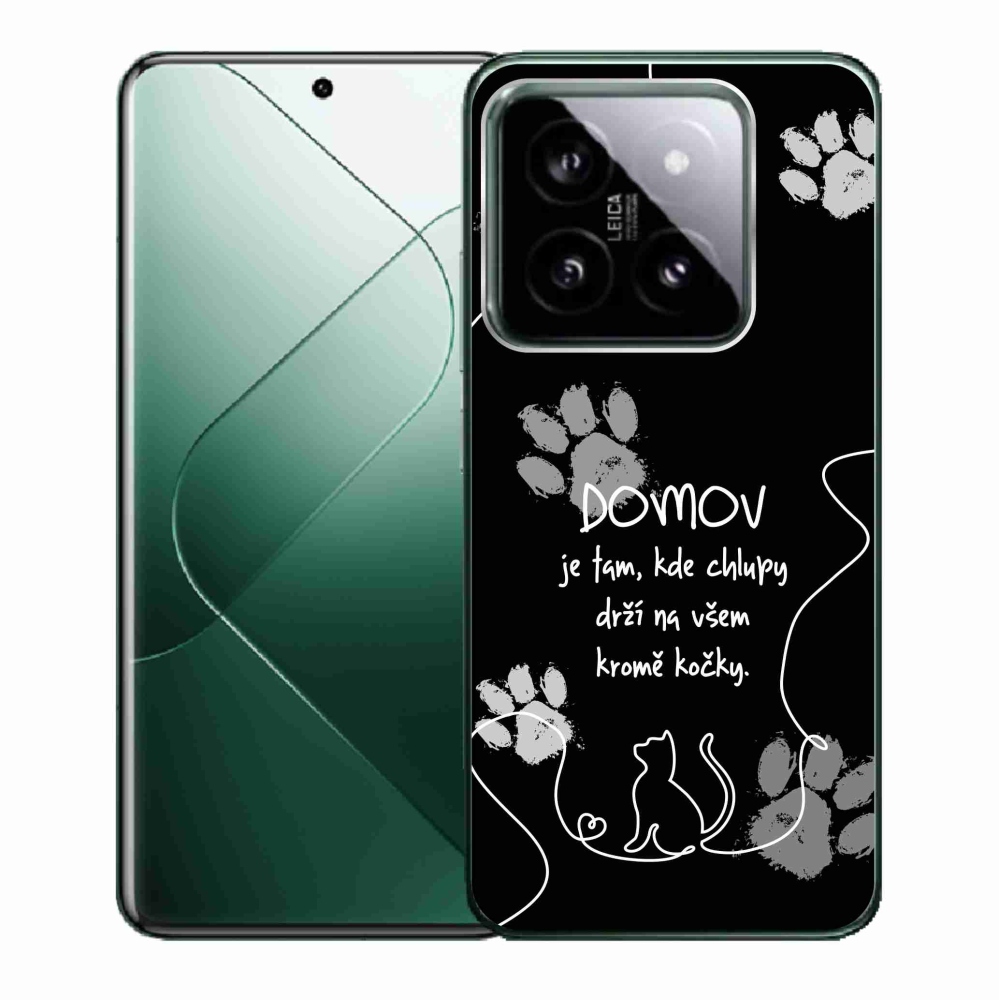 Gelový kryt mmCase na Xiaomi 14 - kočičí motiv černé pozadí