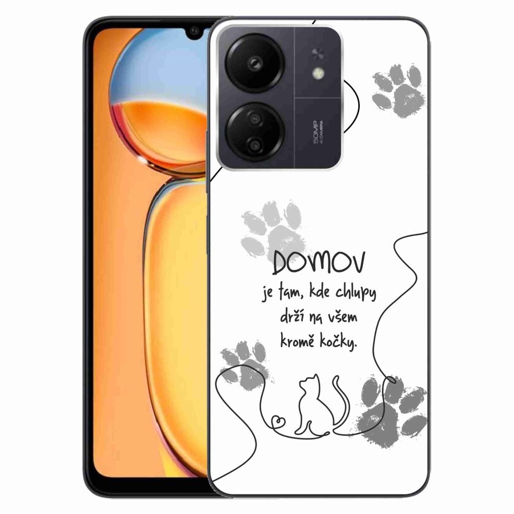 Gelový kryt mmCase na Xiaomi Poco C65/Redmi 13C - kočičí motiv bílé pozadí
