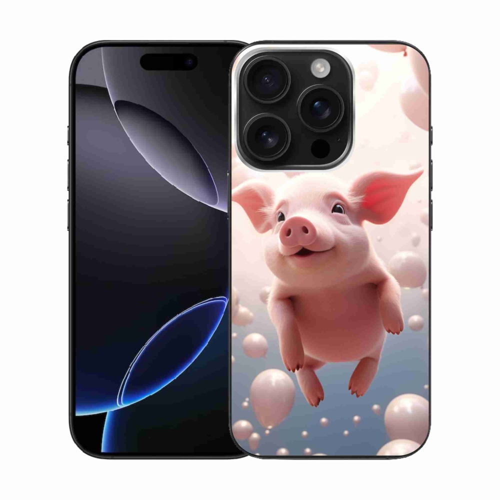 Gelový kryt mmCase na iPhone 16 Pro - prasátko s balónky