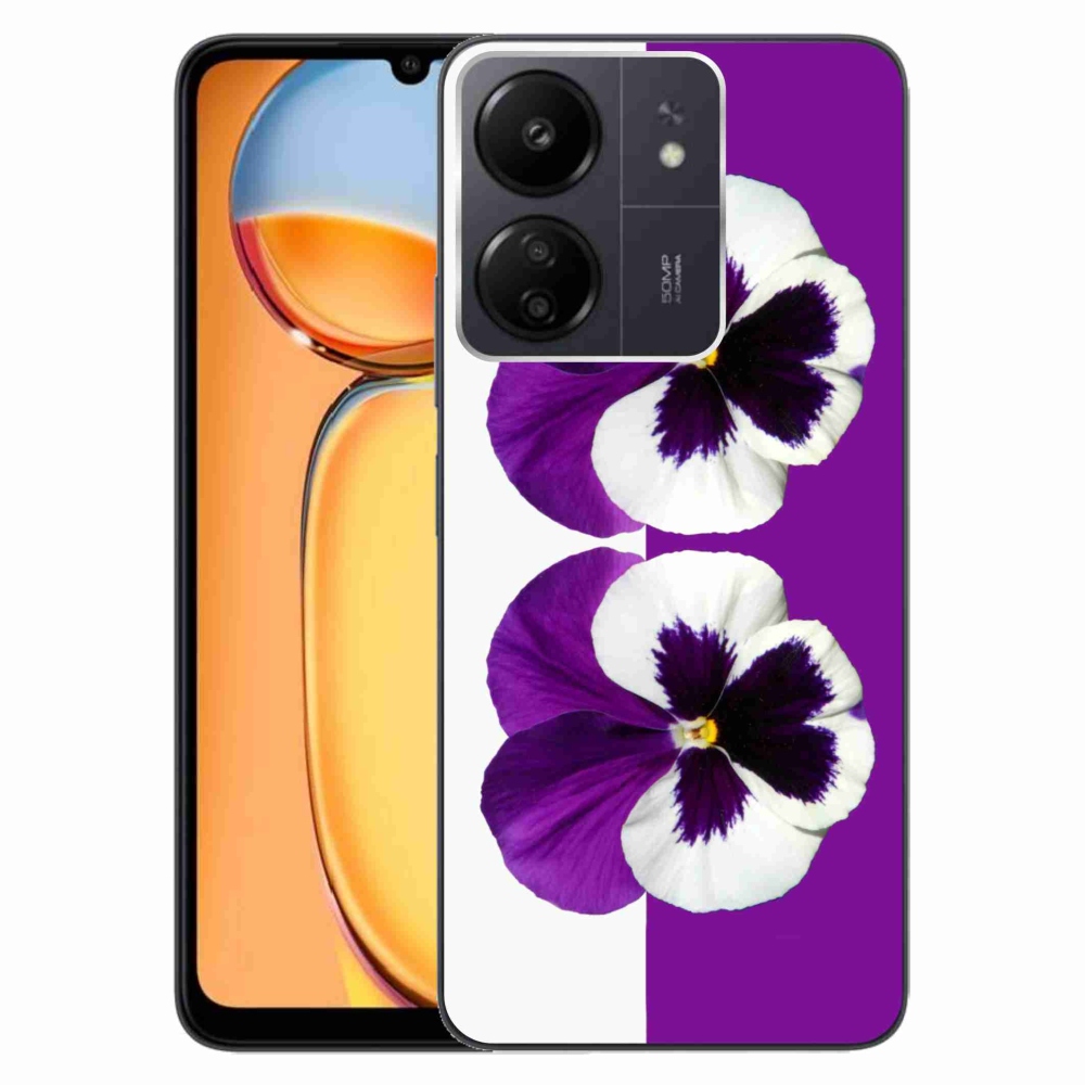 Gelový kryt mmCase na Xiaomi Poco C65/Redmi 13C - fialovobílý květ
