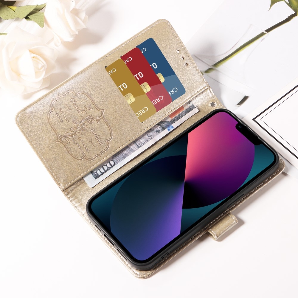 Flowery knížkové pouzdro na Xiaomi Redmi A5 (173.45x79.35x8.45mm) - zlaté